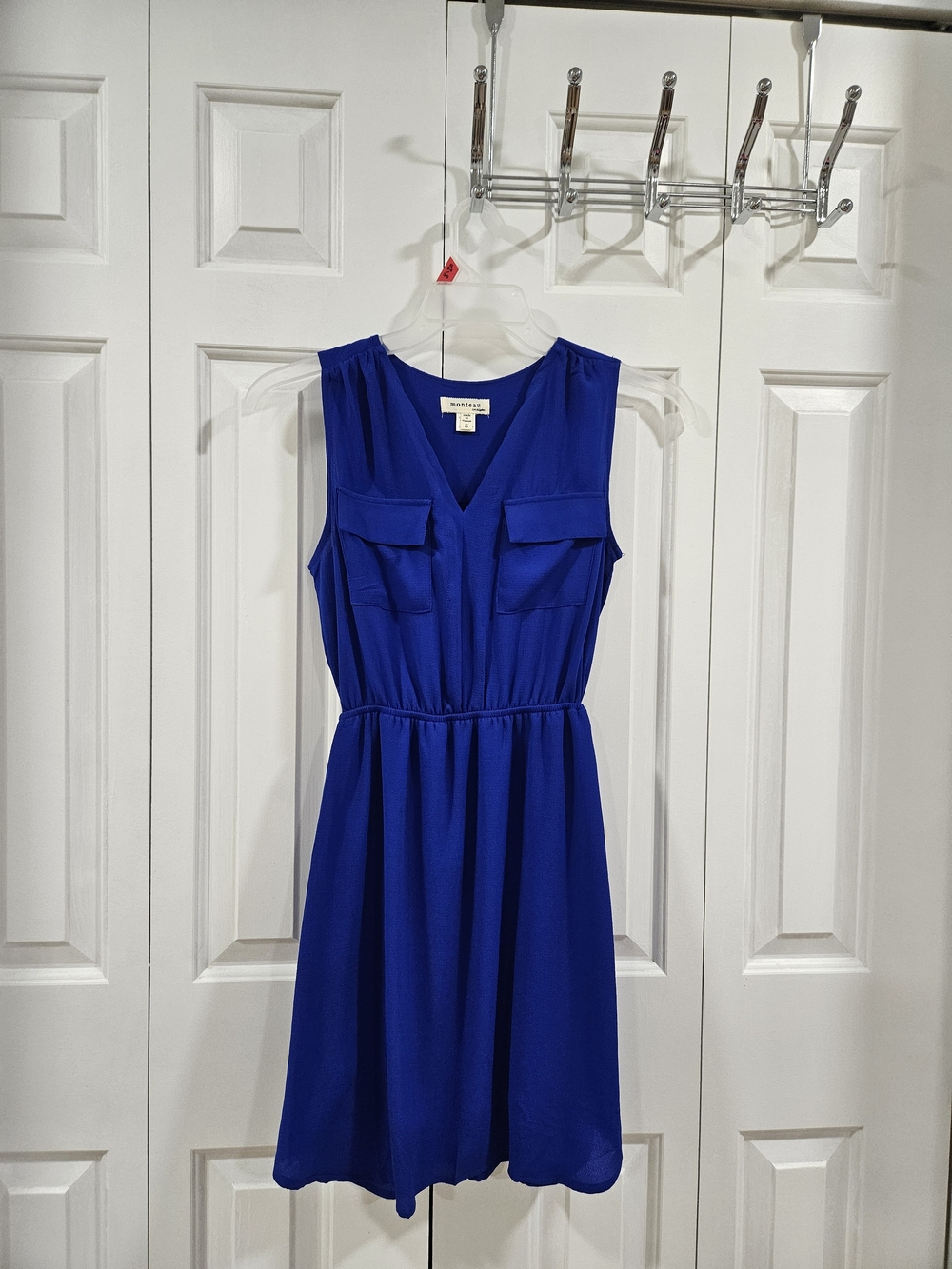 Sleeveless V-Neck Royal Blue Midi Dress